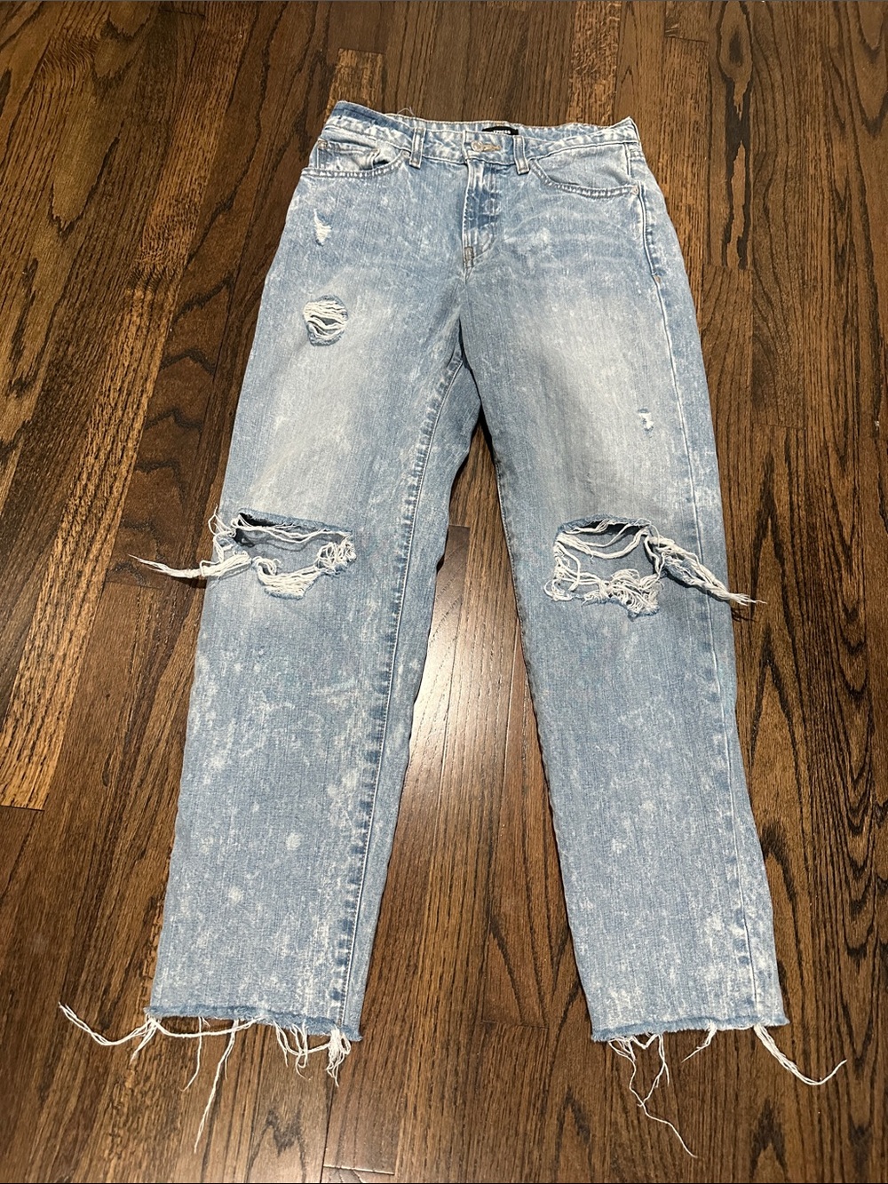 Express Light Blue Distressed Boyfriend Jeans